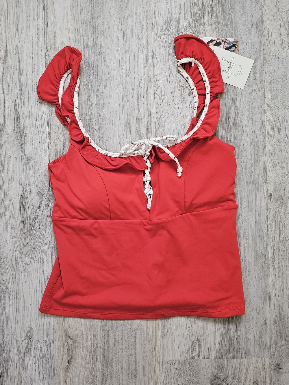 New Blogilates Ruffle Lace Up Athletic Tank Top